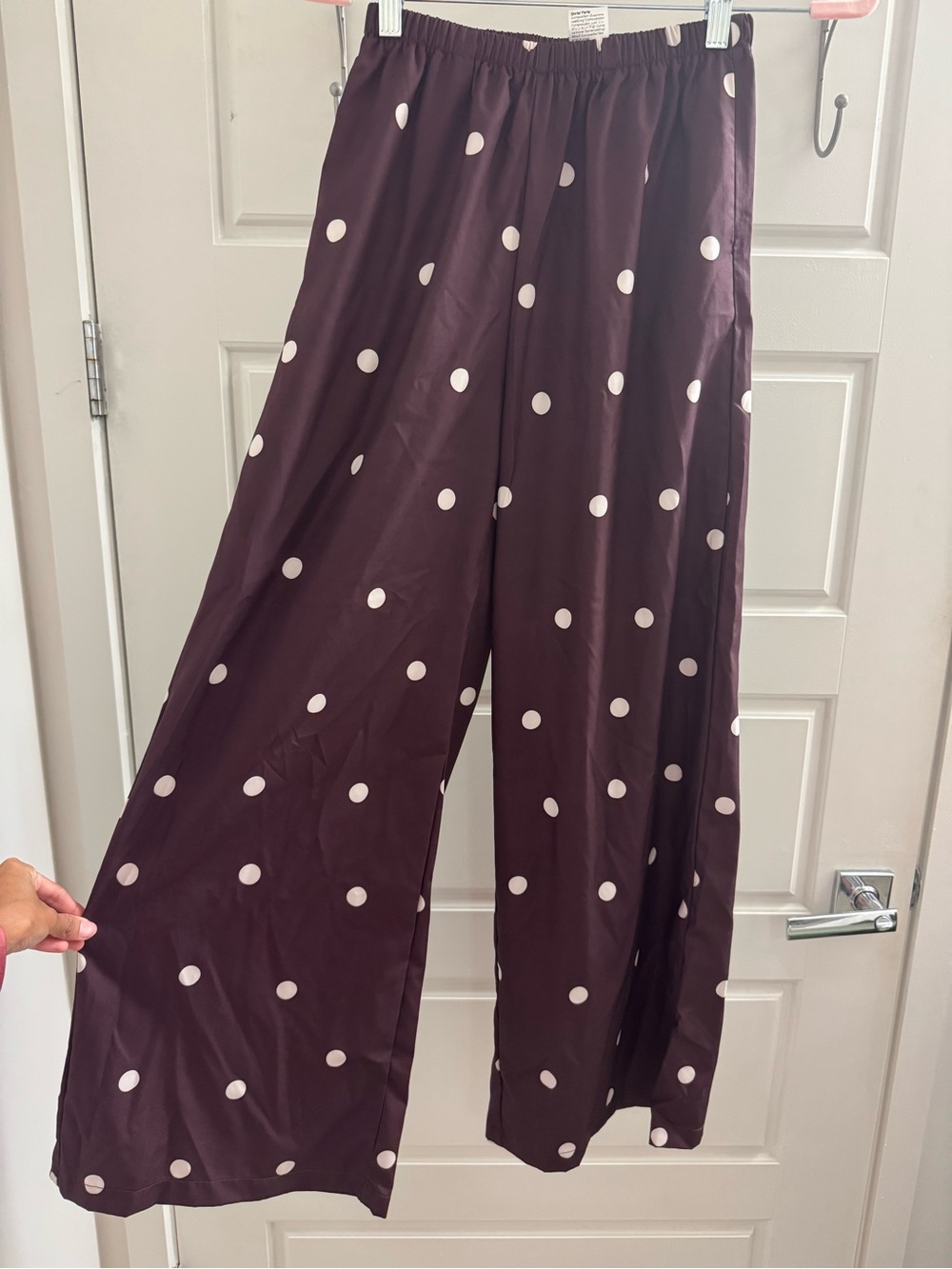 XS BN Polka Dot Wide-Leg Pants - Brown/White